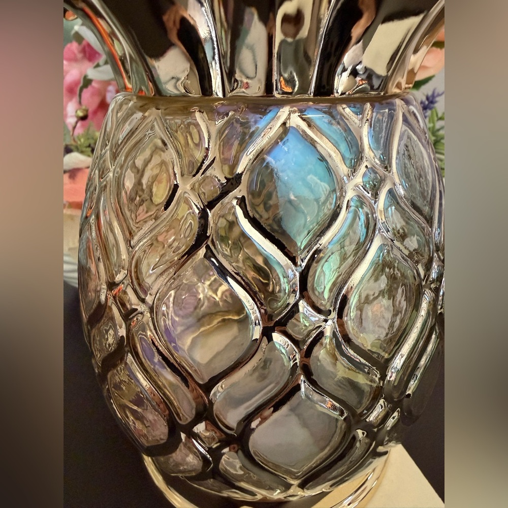 ππ BATH & BODY WORKS LIMITED EDITION GOLD GLASS PINEAPPLE 3-WICK CANDLE HOLDER - Picture 5 of 11